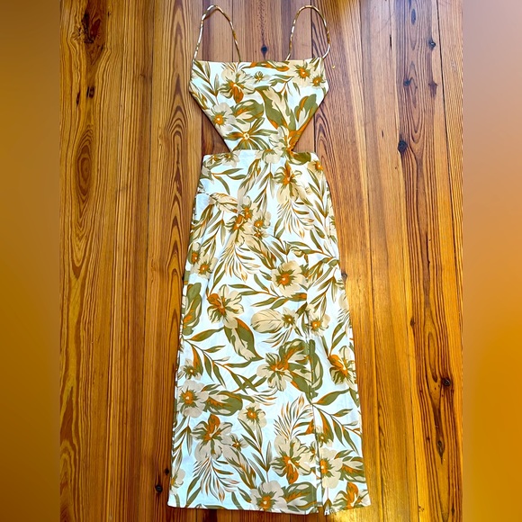 NWT Tropical Midi Dress with Slit Sz XS - Picture 3 of 7